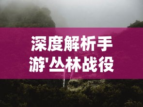 深度解析手游'丛林战役'：使用技巧秘籍，详细步骤指南及胜利关键因素透视